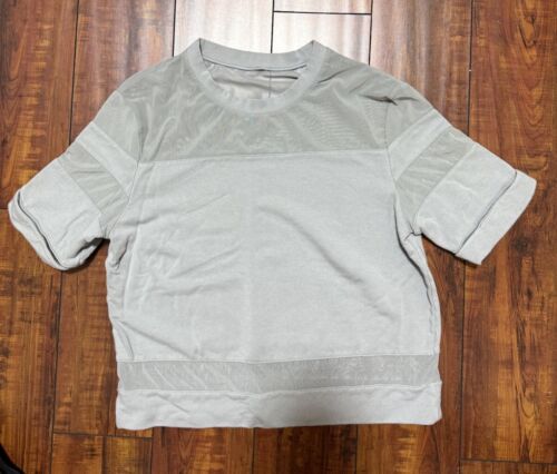 Alo Yoga White Mellow Mesh Boxy Short Sleeve Tee Size Small