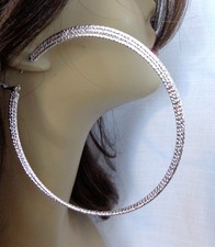 LARGE 4 inch HOOP EARRINGS TRIPLE TWIST TEXTURE HOOP EARRINGS GOLD OR SILVERTONE