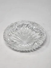 Vintage Cut Clear Glass Ashtray Beautiful Star Pattern