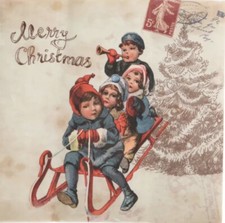 2 X Vintage Christmas Children Paper Napkins For Decoupage Art And Craft 259