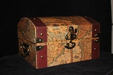 WHOLESALE Map Trunk Gift Basket LOT of 8  w/ faux leather and brass detail