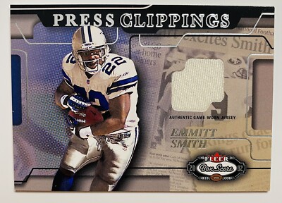 2002 Fleer Box Score Emmitt Smith Press Clippings Game Worn Jersey Cowboys #2