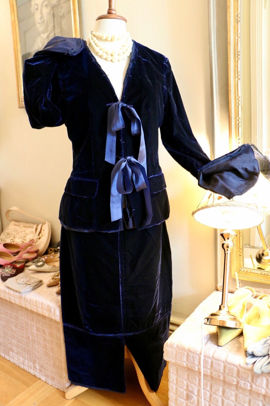 SAINT LAURENT TUTA TOM FORD FOR YVES ST LAURENT RIVE GAUCHE PASSERELLA MEZZANOTTE SETA VELLUTO S 42