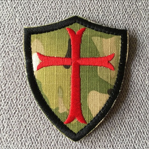 Embroidered Knight Templar Cross Crusader Hook Loop Shield Patch Fastener Badge - Picture 2 of 3