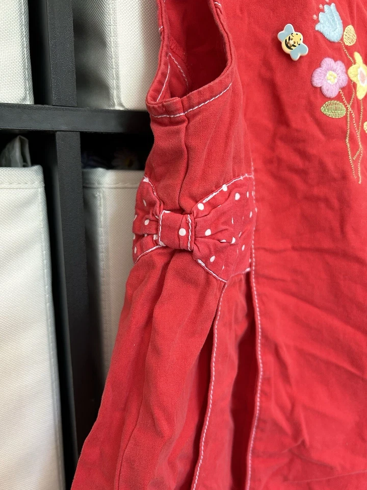 Vestido Jersey Vintage Gymboree Niña 2T Rojo Lunares Flor Abeja Bordado Foto 3 de 4