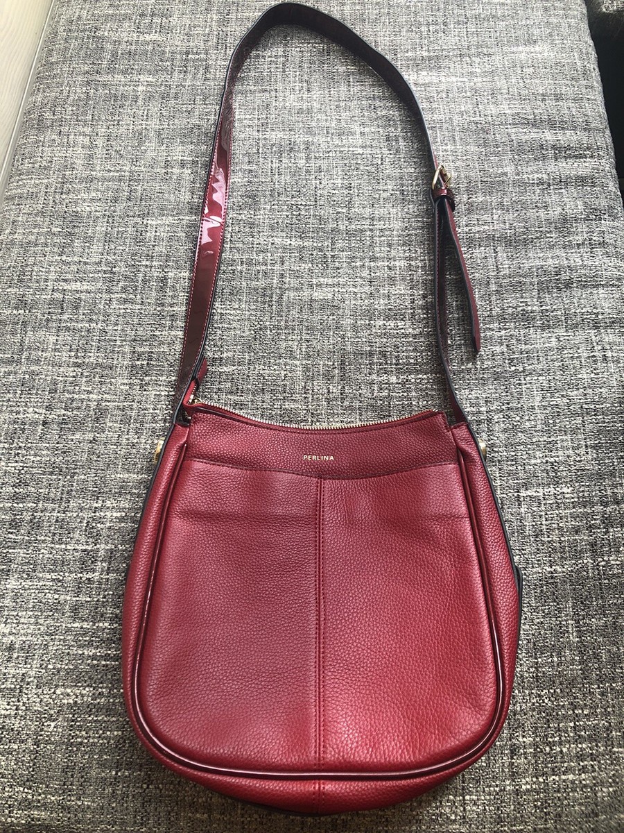 Perlina Red Leather Crossbody Handbag