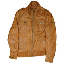 Gipsy Herren Leder Jacke Kurzjacke Lederjacke Lammnappa Pilotjacke Gr. S braun