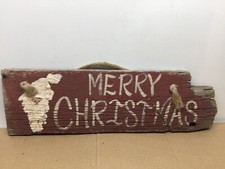 Vintage rustic Merry Christmas sign made from barn siding hanging 19" X 6"