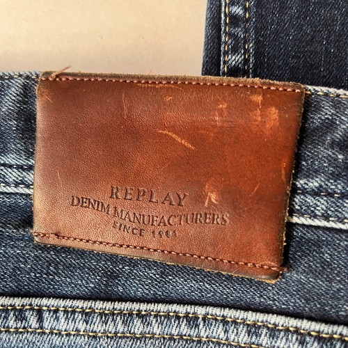REPLAY Button Fly Jeans Mens 31x33 Selvedge Dark Blue Denim 5-Pocket Stretch - Picture 6 of 12