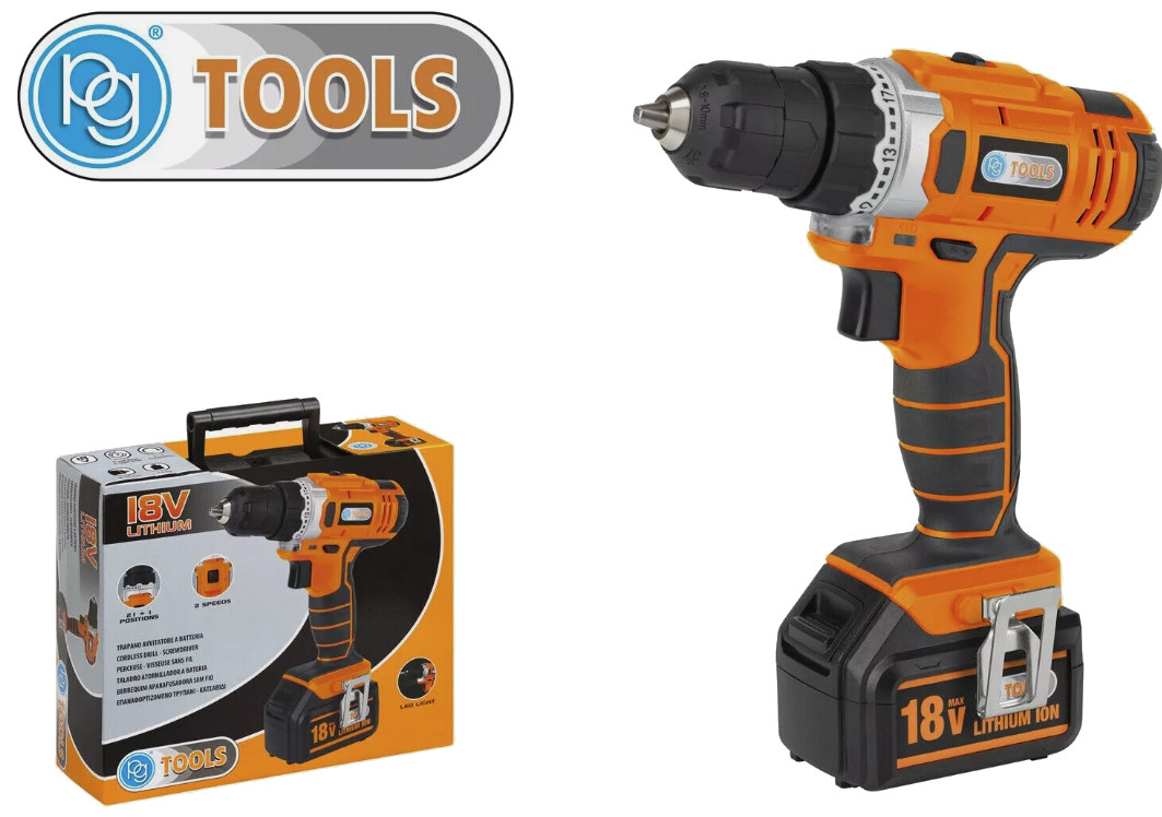 Trapano Avvitatore PG Tools 18V con Caricabatteria