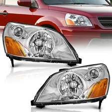 WEELMOTO Pair Headlights Assembly For 2003-2005 Honda Pilot Halogen Headlamps