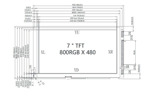 7"inch TFT LCD Module w/Multi-Capacitive Touch Screen Panel,I2C,SPI,Tutorial - Picture 4 of 5