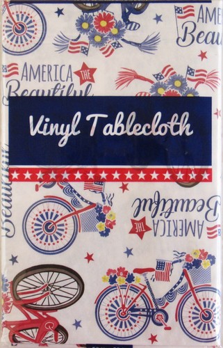 America the Beautiful Patriotic Bicycles Vinyl Flanell Tischdecke 60" rund - Bild 5 von 5