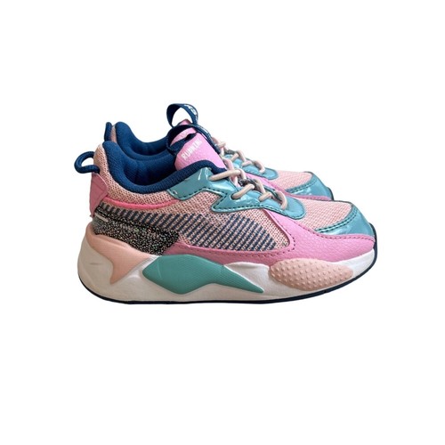 Puma Toddler Girl's Pink Blue Rsx Kinder Fit Running Shoes Sz 7C - 第 4/10 張圖片
