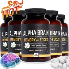 Alpha Brain Memory & Focus 60 Capsules Supplement for Men & Women 1-5Bottle 2024