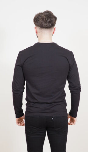 Mens Long Sleeve Cotton T-Shirt Regular Fit Crew Neck or Henley Top Lounge Work - Picture 23 of 72