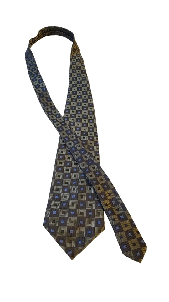 Gravata Joseph Feiss International verde azul geométrica seda trabalho formal - Imagem 4 de 4