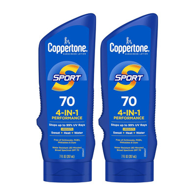 Coppertone Sport Sunscreen Lotion, Broad Spectrum SPF 70 Sunscreen Multi Pack, 7