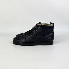 Christian Louboutin Lou Spikes Men Black Leather High Top Sneakers Sz44.5 US11.5