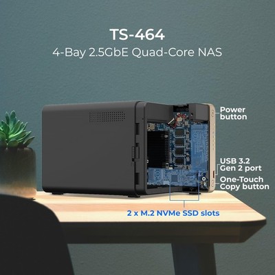 QNAP TS-464-8G-48ST-US 4 Bay High-Performance Desktop NAS with