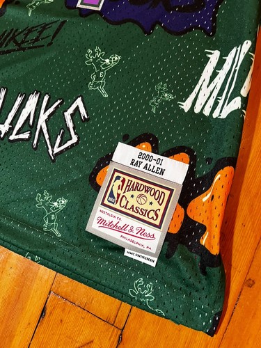 Ray Allen Basketball Jersey Mitchell & Ness Sz Large NBA Retro Milwaukee Bucks - Picture 5 of 10