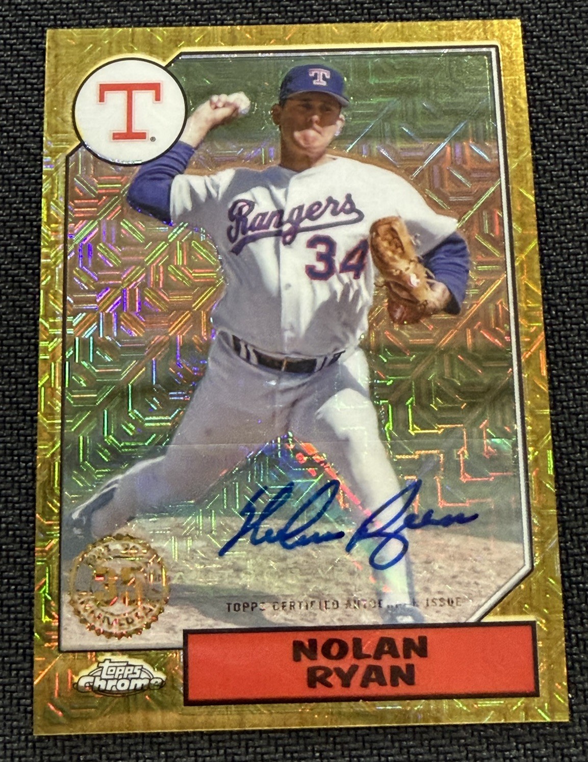 2022 Topps Chrome Nolan Ryan Gold #7/30 SSP Silver Pack Auto Clean Gradable view 1