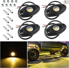 Lights for Trucks, 4 Pods LED Rock Lights, IP67 Waterproof Neon Color: Yellow