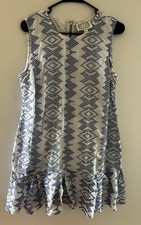 Sail To Stable 100% Cotton Ruffle Hem Mini Dress Women?s L
