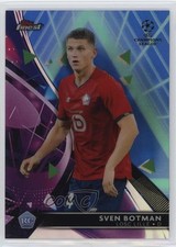 2021-22 Topps Finest UCL Blue/Aqua Vapor Wave Refractor 4/99 Sven Botman #71 5ya