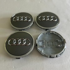 69mm Gray Chrome Wheel Center Hub Caps Set of 4 Fits Audi A3 A4 A6 Q3 Q5 TT