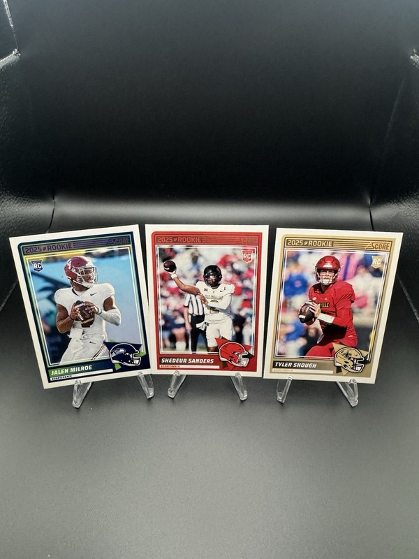 Panini 2025 Score Rookie NFL 3-Card Lot Milroe Sanders Shough