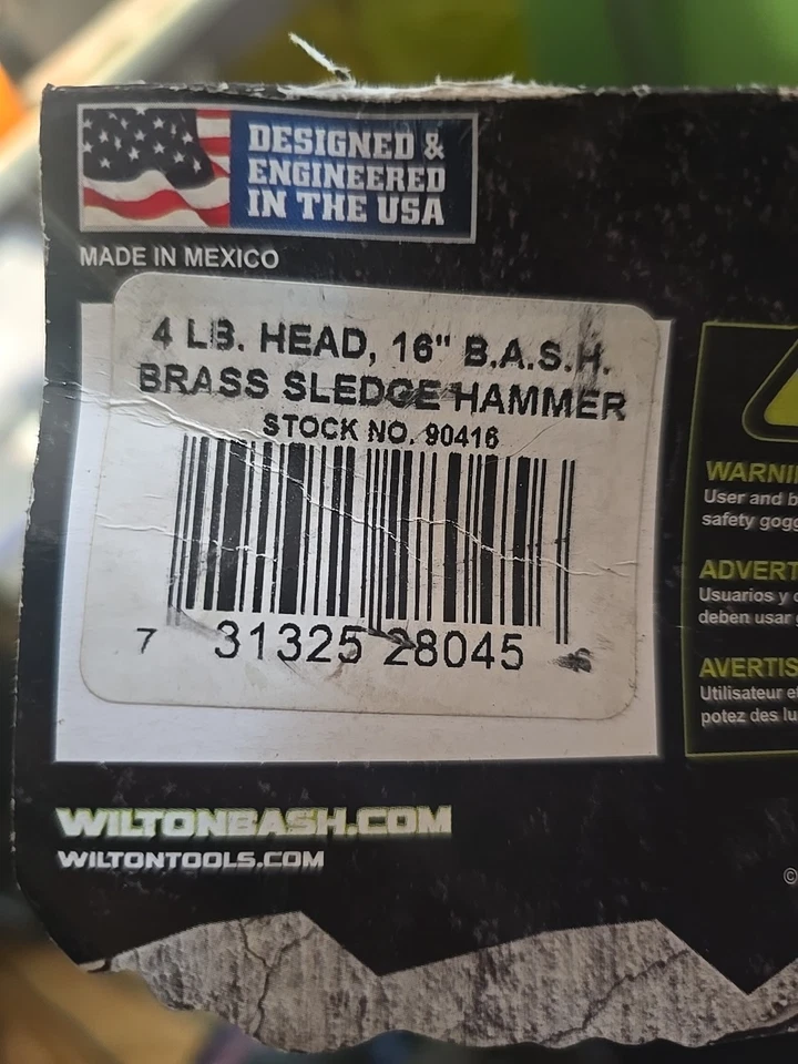 Martillo de trineo de latón Wilton 90416 4 lb 16 pulgadas mango de goma/acero BASH Foto 2 de 4
