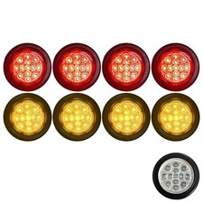 2" Round 13 LED Light Side Marker Clearance Clear Lens 4x Amber 4x Red