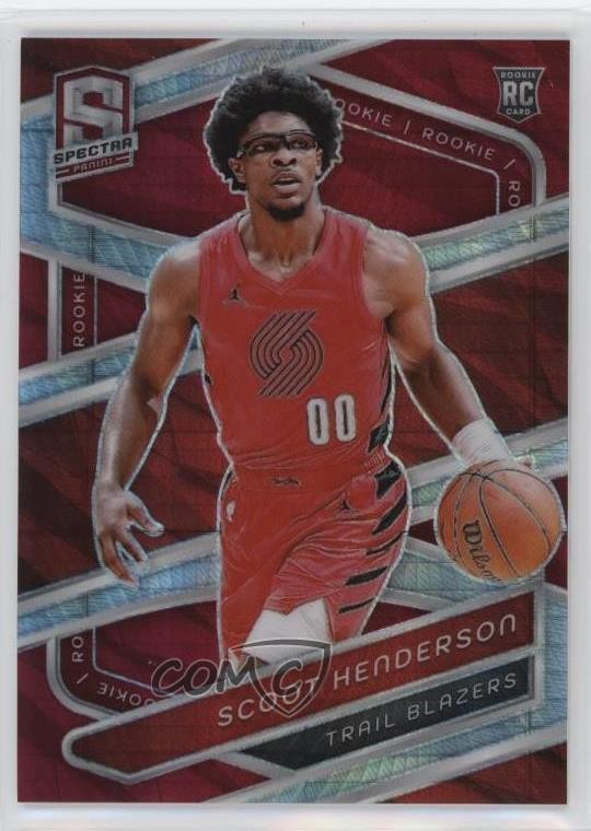 2023 Spectra Rookies International Red Prizm Scoot Henderson #142 Rookie RC uk2