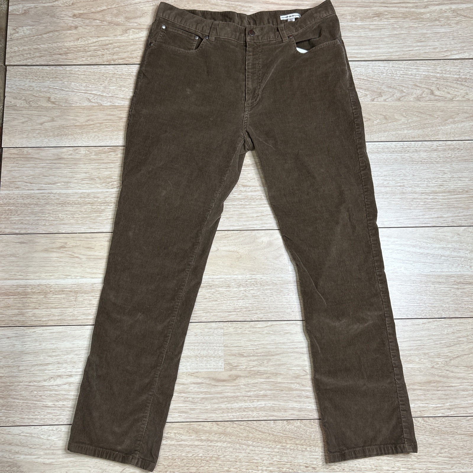 Peter Millar Pants Mens 36x30 Brown Corduroy Chino Straight Leg Stretch MF14B94