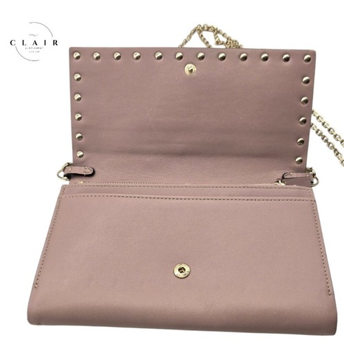 Valentino Shoulder Bag Crossbody Chain Wallet Leather Long Rockstud Genuine Pink - Picture 5 of 14