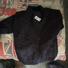 Lincoln Men's Black Quilted Bomber Jacket Full Zip Stand-Up Collar Size L