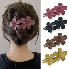 4Pcs Flower Hair Clips Matte French Hair Barrette Black Floral Hairpins Hair Cla
