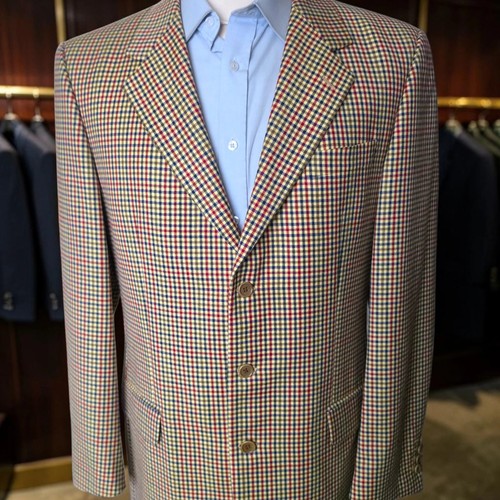 Cerruti 1881, Vintage Cerruti 1881 Blazer 42L Gun Check Club Colorful Dual Vent