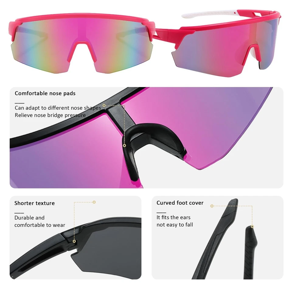 Lunettes de Cyclisme Polarisées DKDDSSS UV400 Hommes Femmes Rose - Photo 3/4