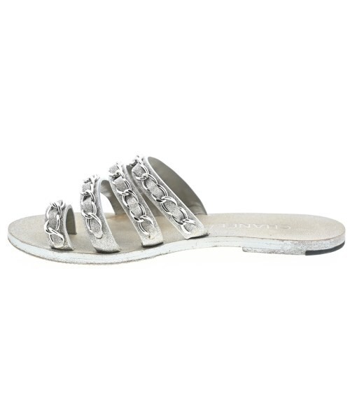 Chanel Vintage Sandals Shoes Silver Size 37.5 US About 7.5 For Women thumbnail 5