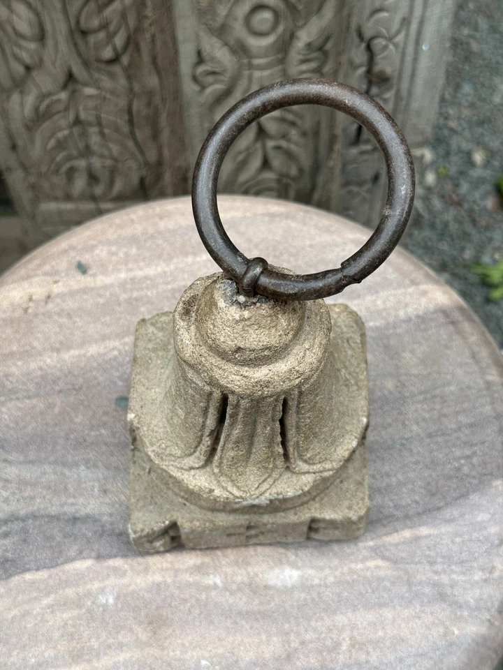 Antique Old Stone Hand Forged Paper Weight Metal Ring - Image 2 of 4