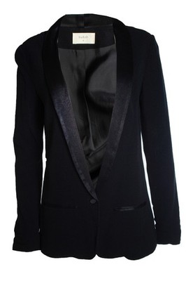 Ba&Sh, Black Blazer With Shiny Lapel Female Black Xs