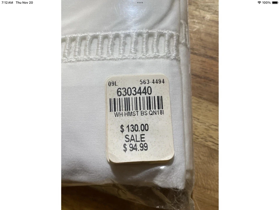 William Sonoma Home Cotton White Queen Bed Skirt Tailored Hemstitch 15” Drop NEW - Image 3 of 4
