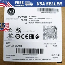 22AD2P3N104 Allen-Bradley 22A-D2P3N104 /A 4 0.75 kW 1 HP AC Drive  US Free Tax