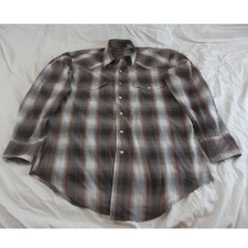 VTG Roper Gold Collection Western Shirt Plaid w/ Gold Thread Pearl Snaps Medium
