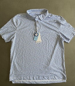 Golf Polo Shirt Kenneth Cole Large Men’s NWT.  White/Blue Crabs Rapid Ship 🔥