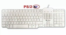 TASTIERA QWERTY per PC MAC ATTACCO PORTA PS2 PS/2 BIANCA CON FILO seriale