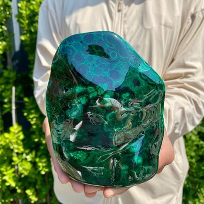 2.42LB Natural glossy Malachite transparent cluster rough mineral sample