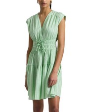 Derek Lam 10 Crosby Tora Pintuck Stripe Shirting Dress Women's Green 8